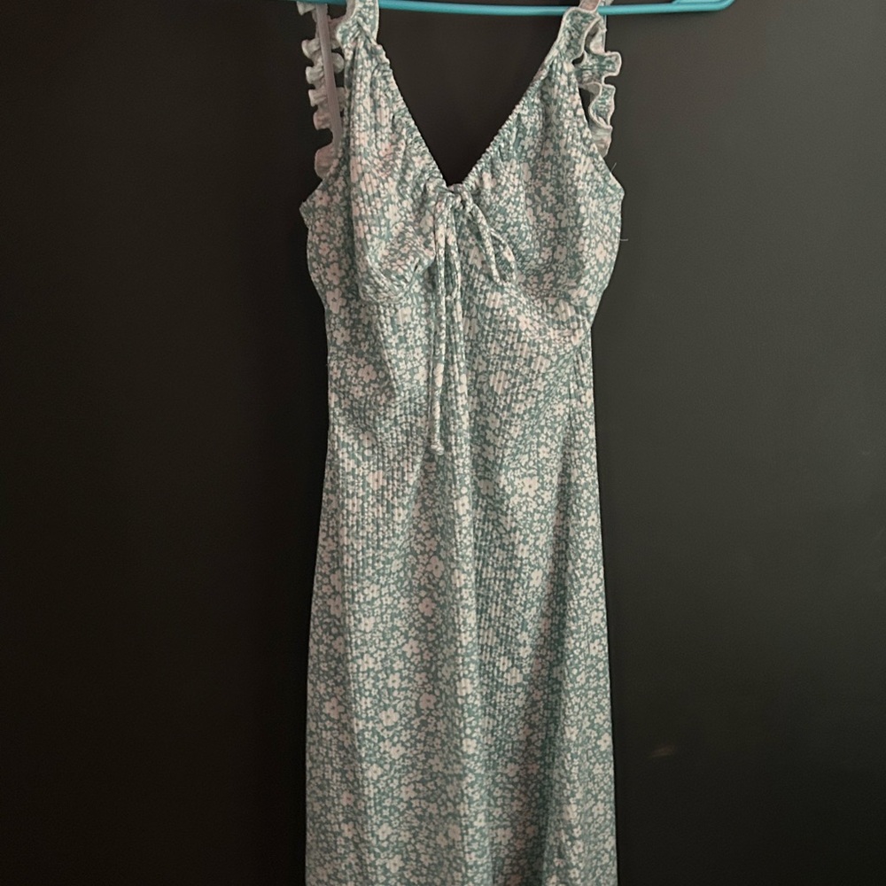 Floral Green Sleeveless Dress